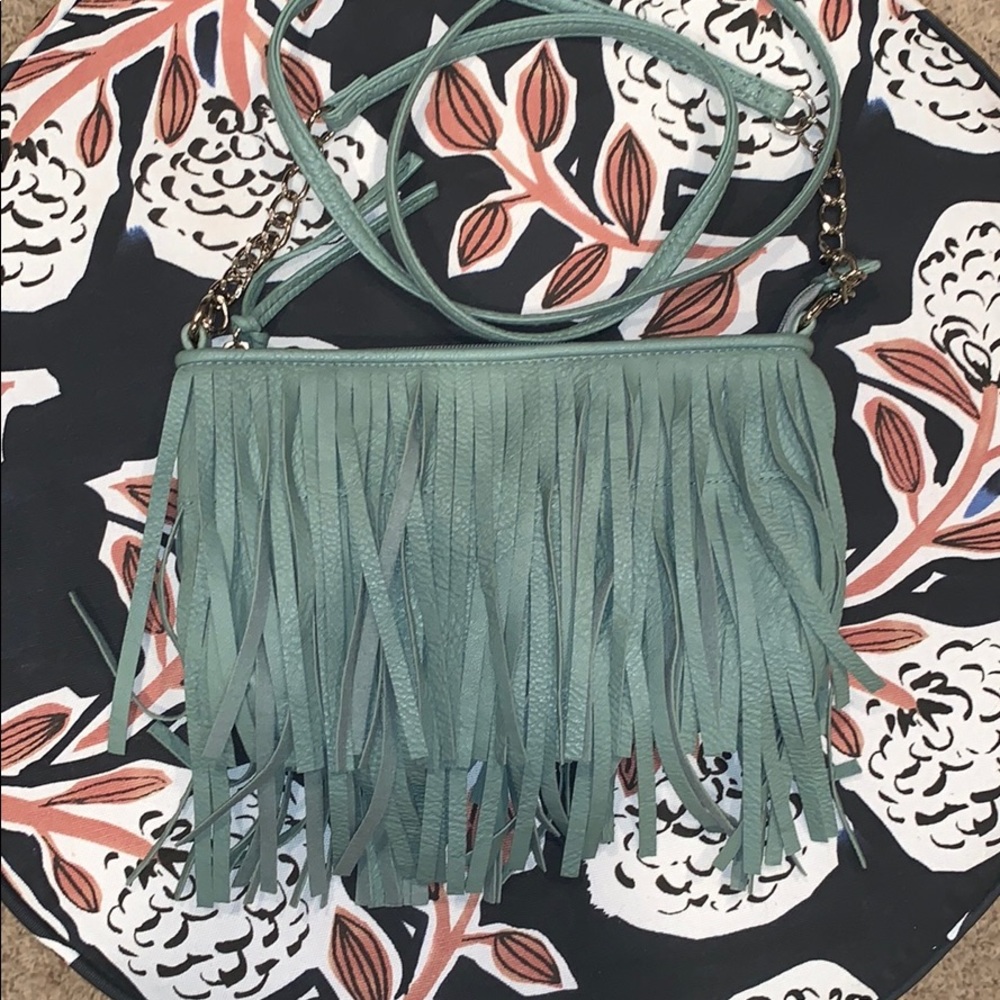 Mint green fringe crossbody